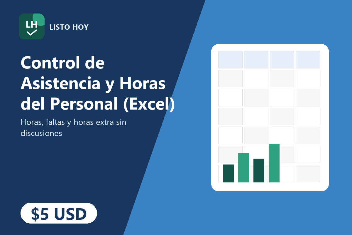 Control de Asistencia y Horas del Personal (Excel)
