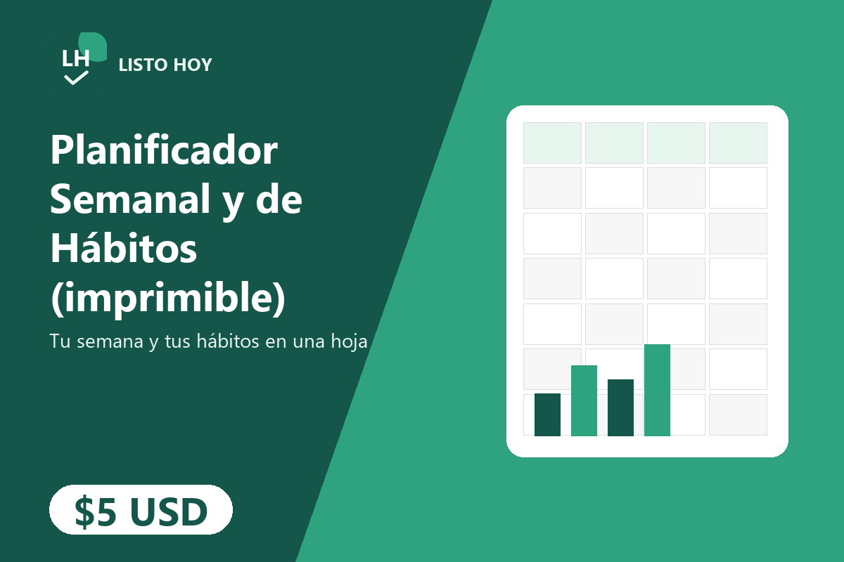 Planificador Semanal y de Hábitos (imprimible)