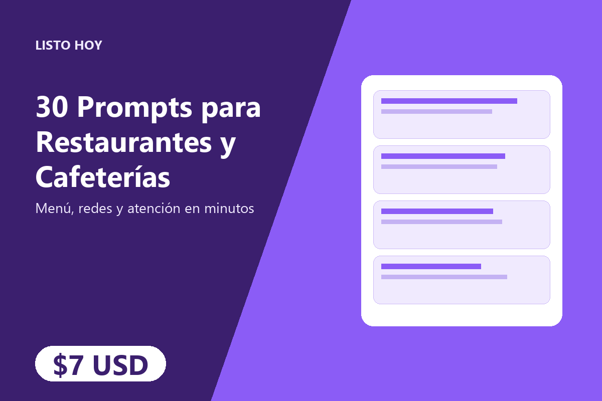 30 Prompts para Restaurantes y Cafeterías