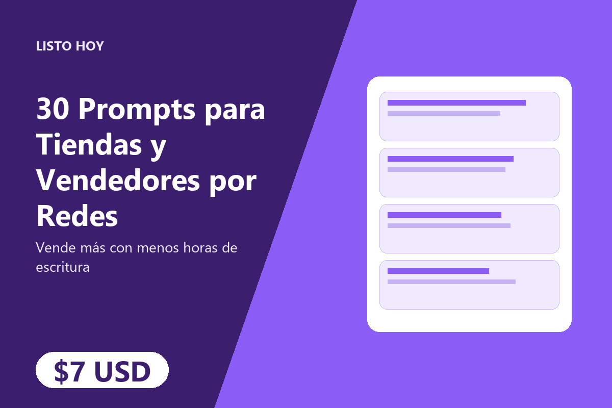 30 Prompts para Tiendas y Vendedores por Redes